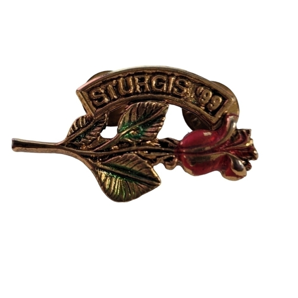Sturgis Motorcycle Rally Rose Brass Pin 1999  - Centrifugal Vintage - Picture 1 of 6